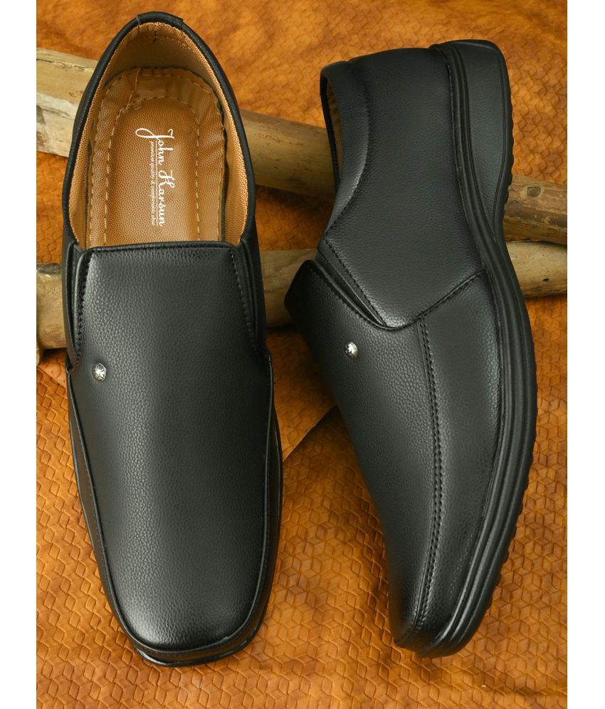     			John Karsun Black Men's Slip On Formal Shoes