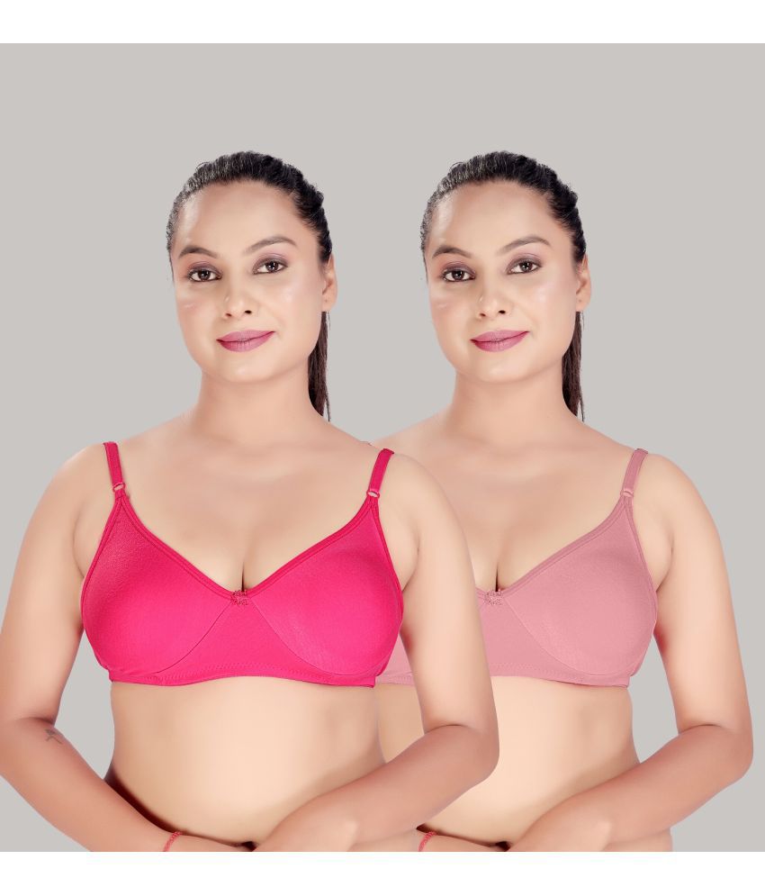     			M A FASHION Multicolor Cotton Non Padded Women's Push Up Bra ( Pack of 2 )