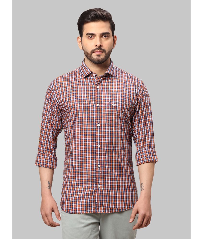     			Park Avenue 100% Cotton Slim Fit Checks Full Sleeves Men's Casual Shirt - Brown ( Pack of 1 )