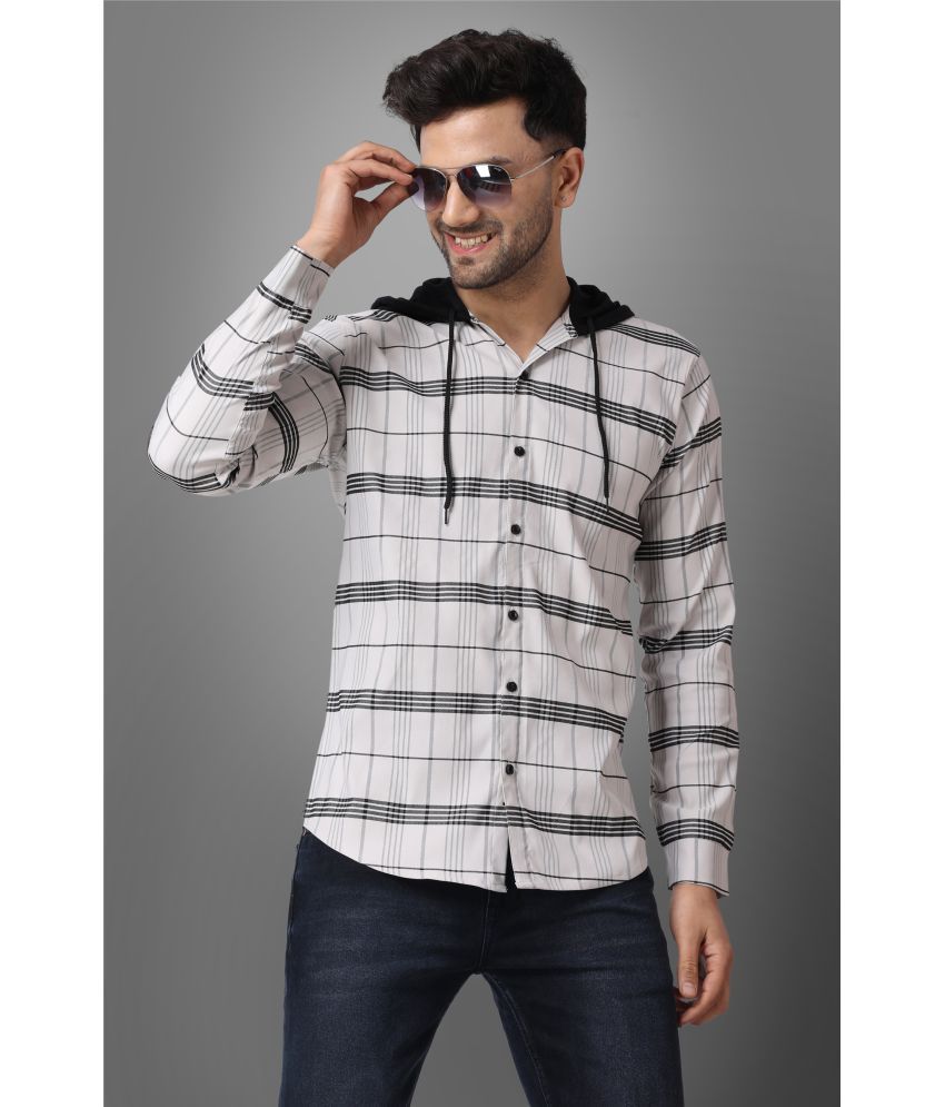     			SUR-T Elastane Regular Fit Checks Full Sleeves Men's Casual Shirt - Silver ( Pack of 1 )