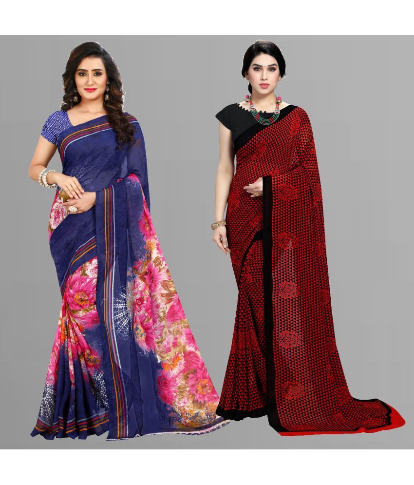     			Sherine - Multicolour Georgette Saree With Blouse Piece ( Pack of 2 )