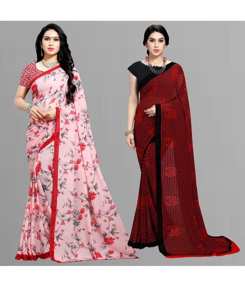     			Sherine - Multicolour Georgette Saree With Blouse Piece ( Pack of 2 )