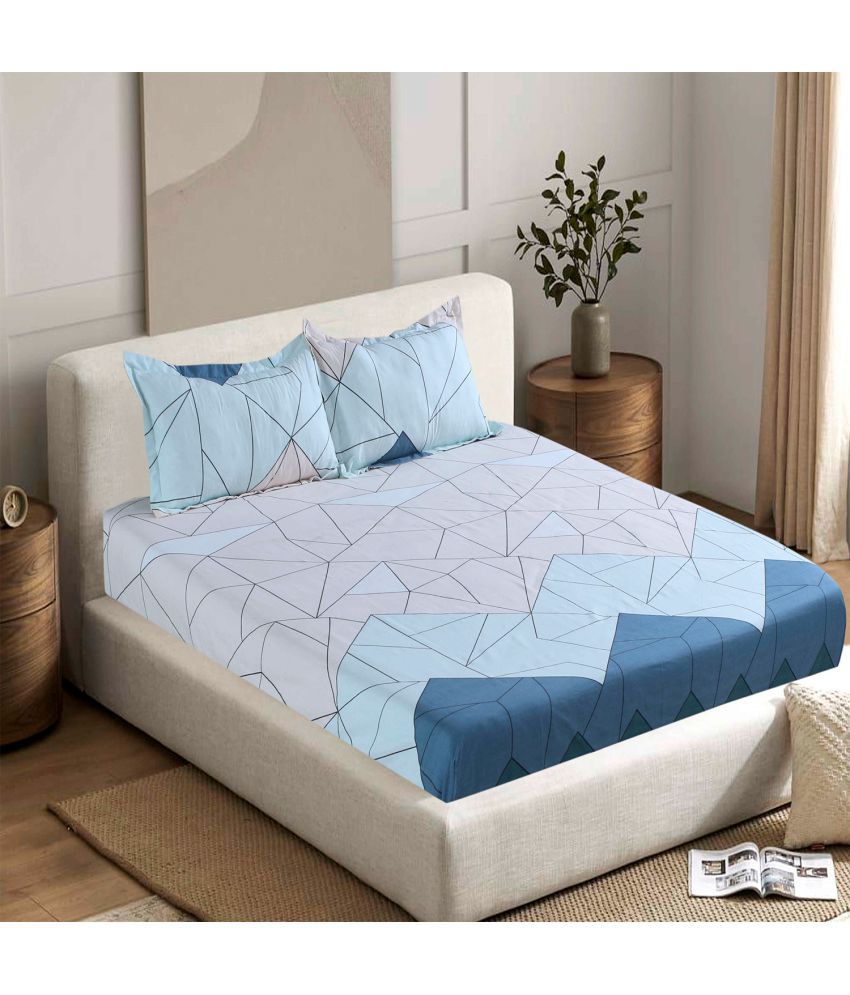     			Valtellina Cotton Geometric 1 Double Bedsheet with 2 Pillow Covers - Multicolor