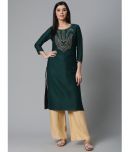 Vaamsi Rayon Embroidered Straight Women's Kurti - Green ( Pack of 1 )