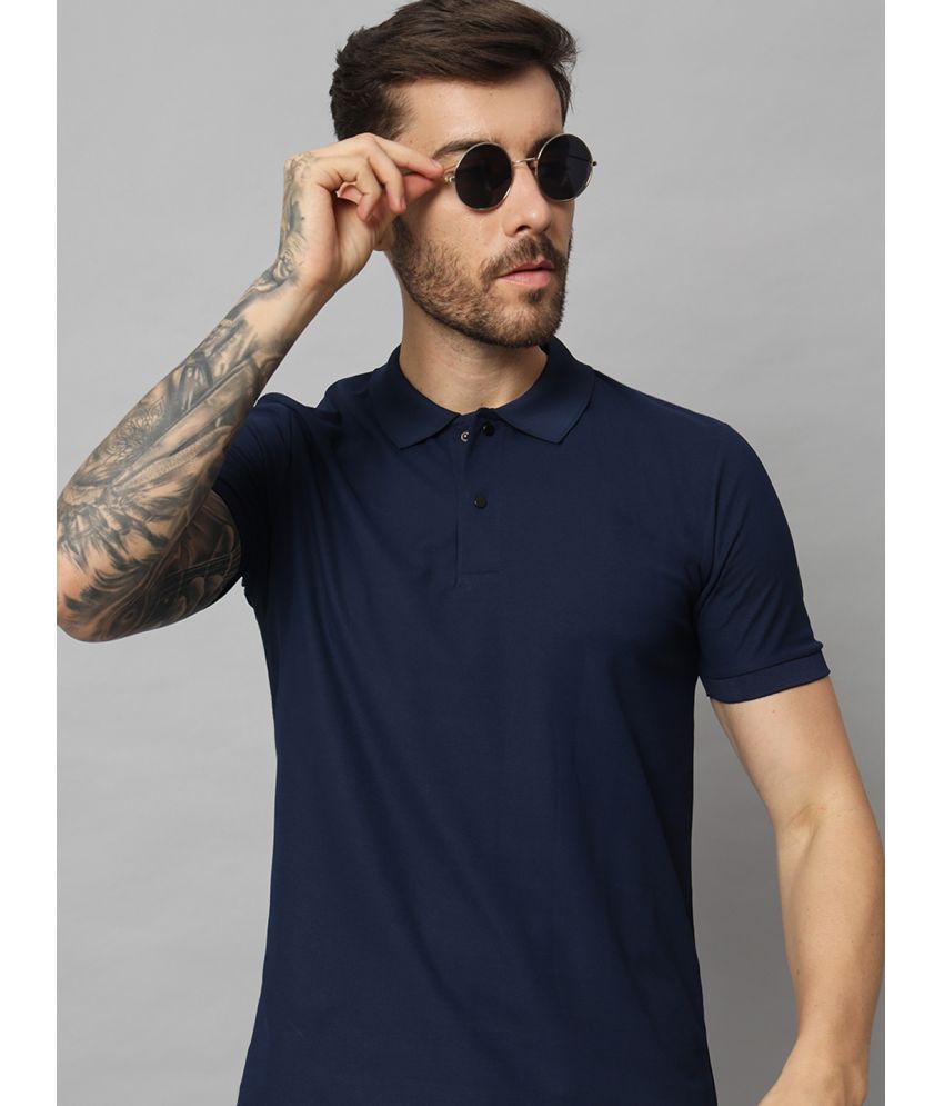     			AAUSTRIA Cotton Blend Regular Fit Solid Half Sleeves Men's Polo T Shirt - Navy Blue ( Pack of 1 )