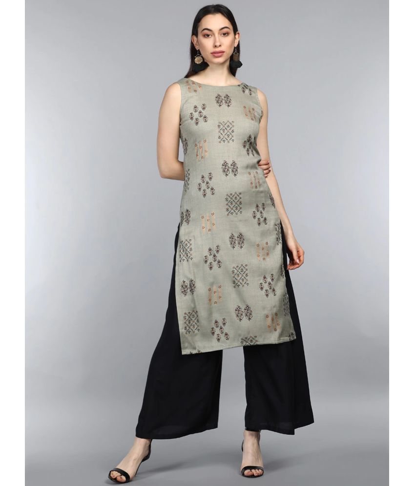     			Vaamsi Cotton Printed Straight Women's Kurti - Grey ( Pack of 1 )