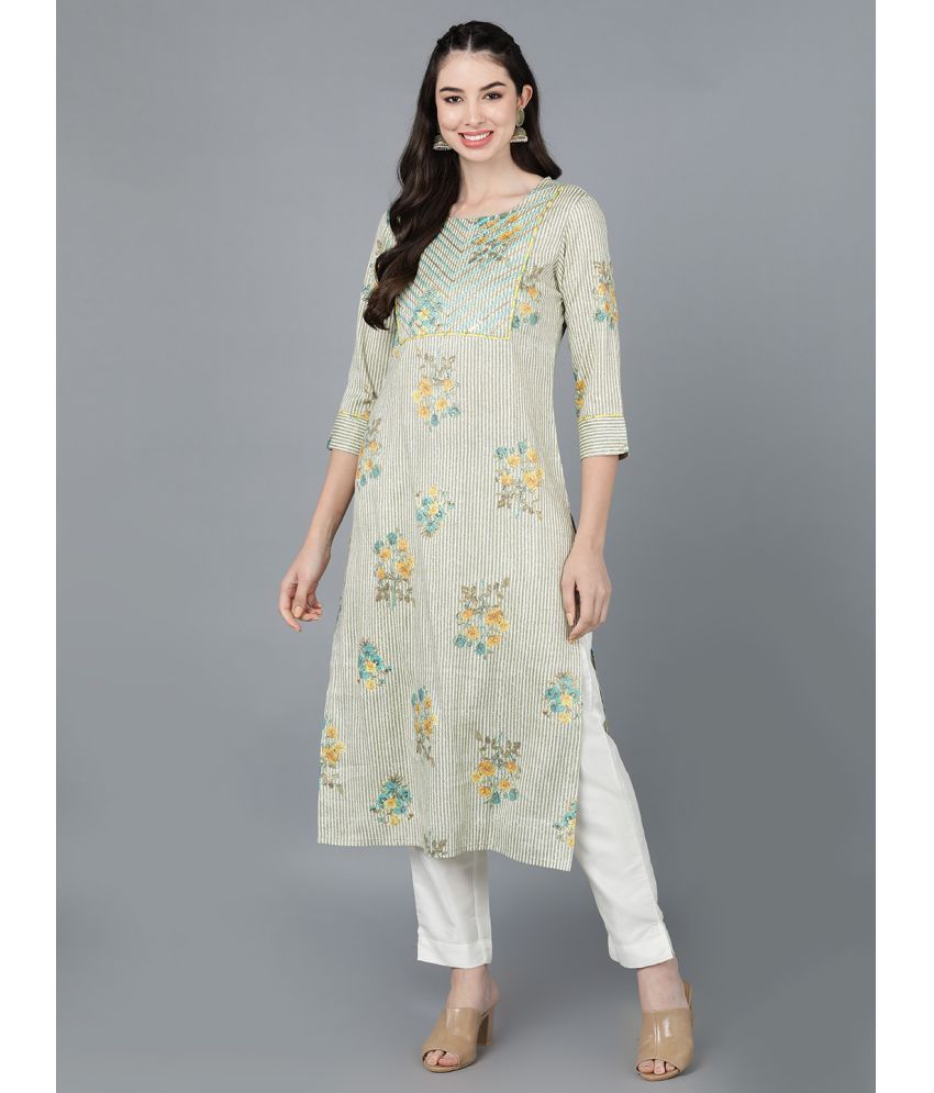     			Vaamsi Cotton Printed Straight Women's Kurti - Beige ( Pack of 1 )