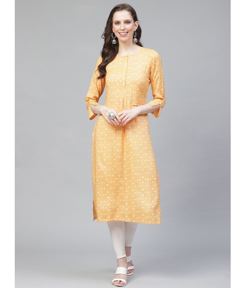     			Vaamsi Cotton Printed Straight Women's Kurti - Orange ( Pack of 1 )