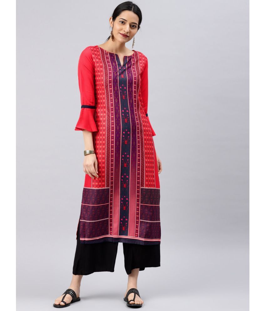     			Vaamsi Crepe Printed Straight Women's Kurti - Red ( Pack of 1 )