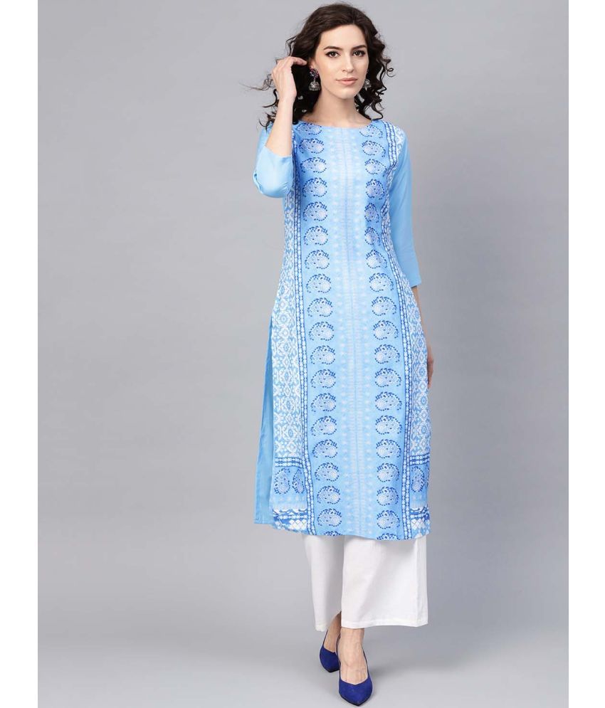     			Vaamsi Crepe Printed Straight Women's Kurti - Blue ( Pack of 1 )