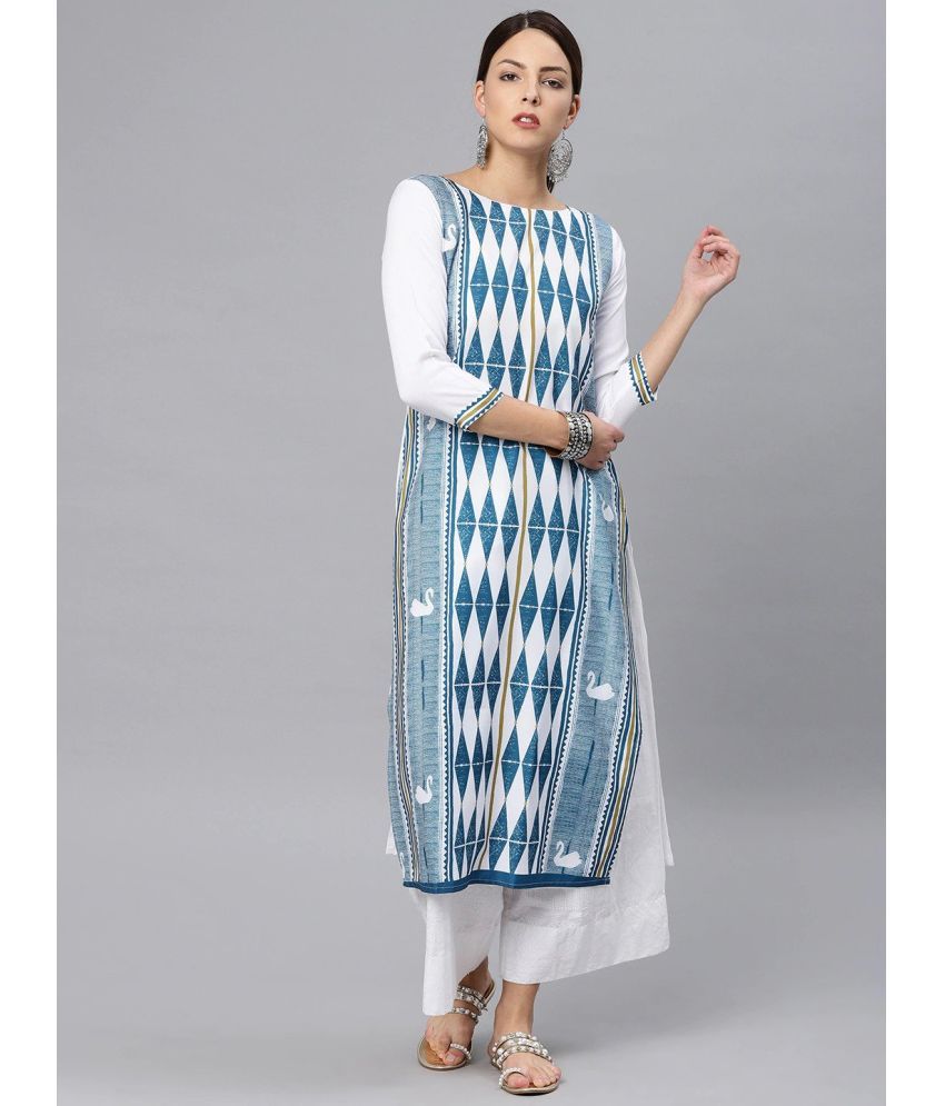     			Vaamsi Polyester Printed Straight Women's Kurti - White ( Pack of 1 )