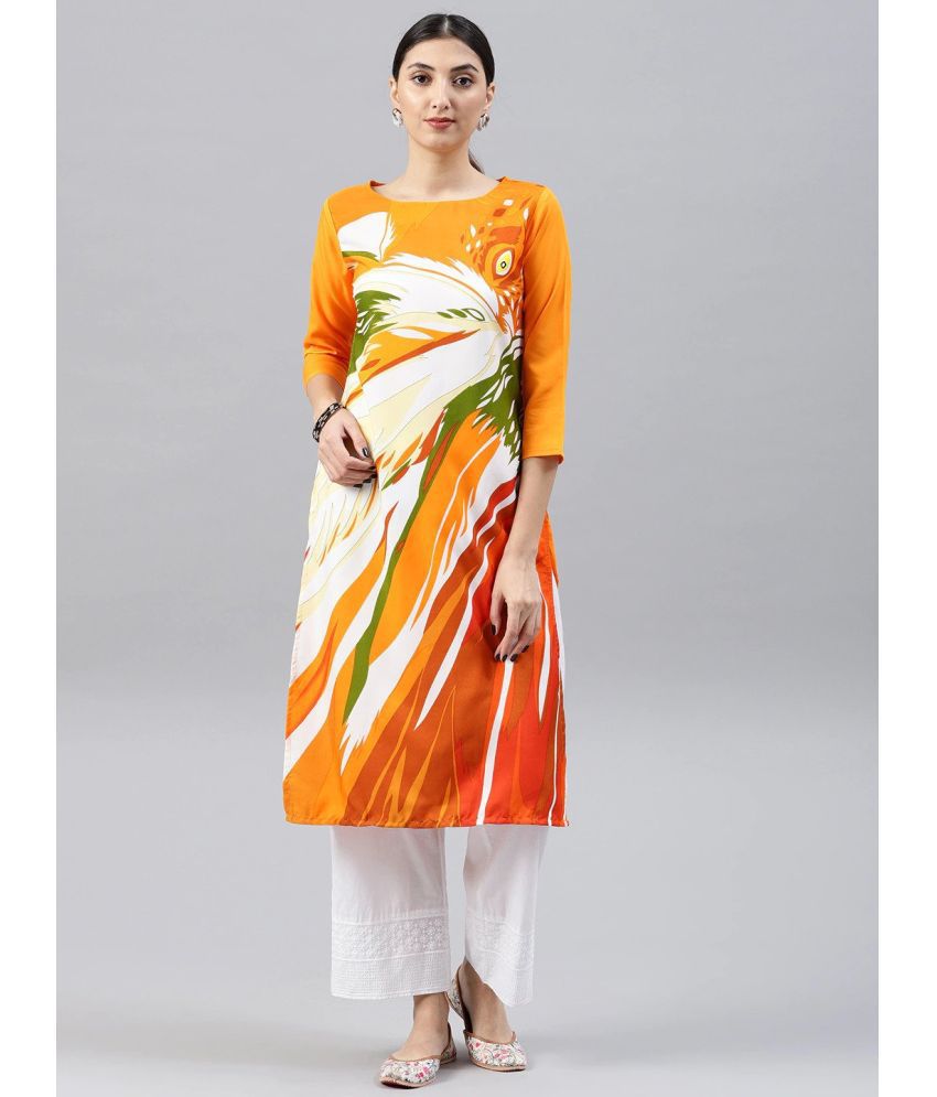    			Vaamsi Polyester Printed Straight Women's Kurti - Orange ( Pack of 1 )