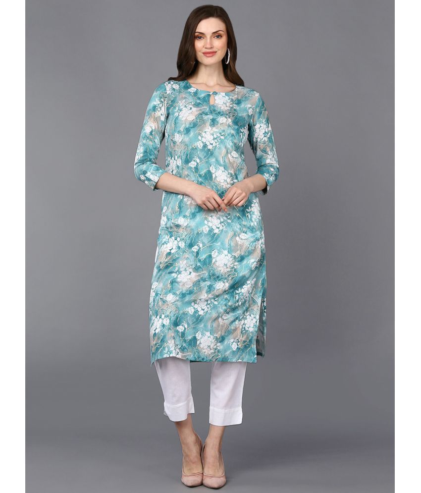     			Vaamsi Viscose Dyed Straight Women's Kurti - Turquoise ( Pack of 1 )