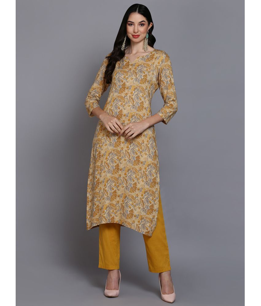     			Vaamsi Viscose Printed Straight Women's Kurti - Yellow ( Pack of 1 )