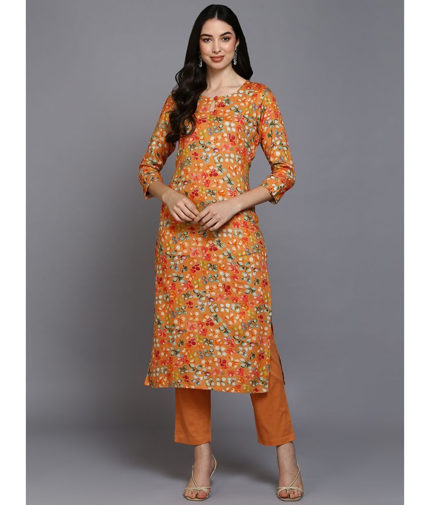     			Vaamsi Viscose Printed Straight Women's Kurti - Orange ( Pack of 1 )