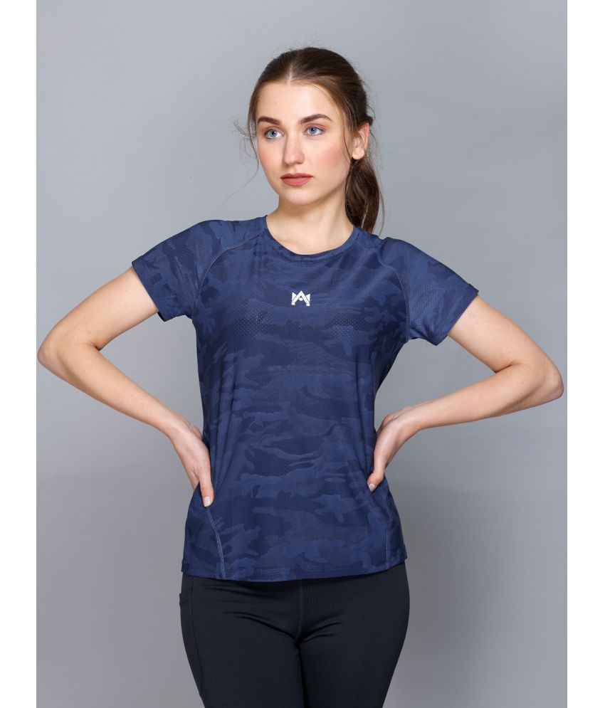     			A-MAN Navy Polyester Regular Fit Women's T-Shirt ( Pack of 1 )