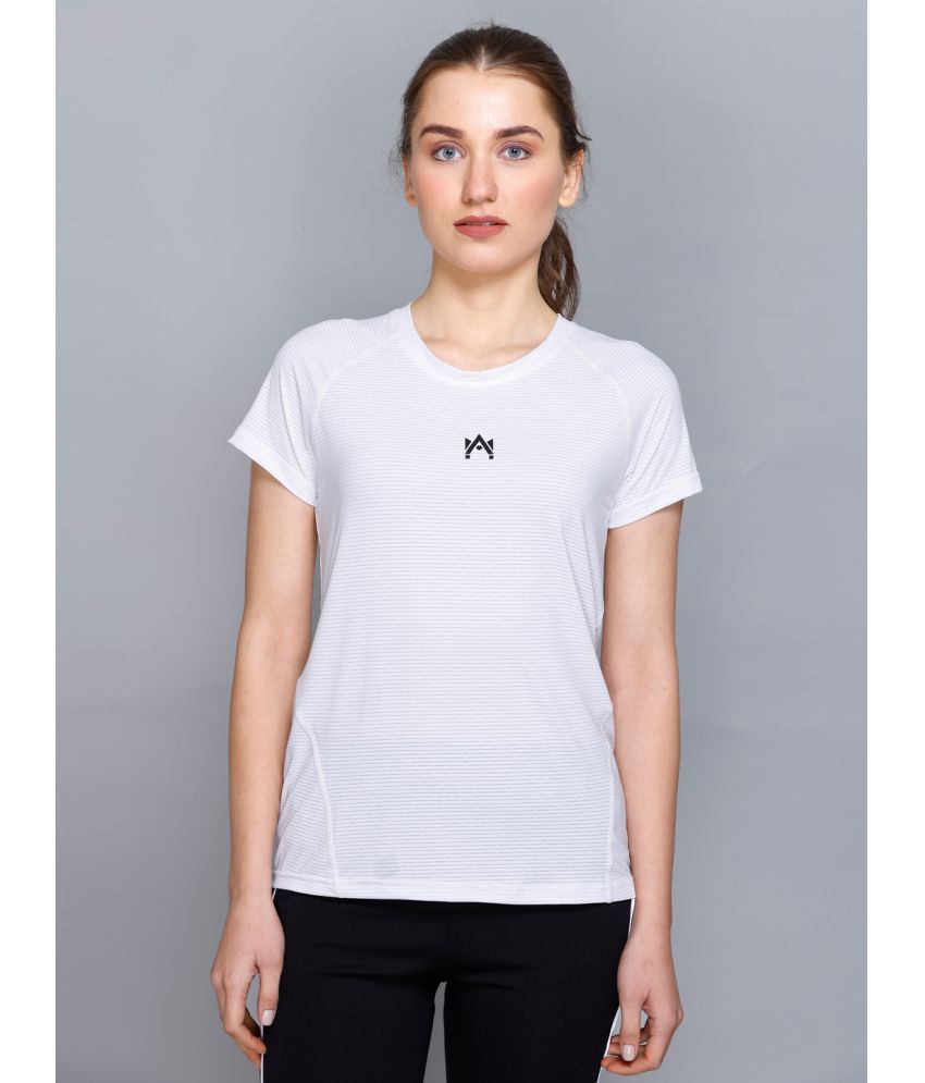     			A-MAN White Nylon Regular Fit Women's T-Shirt ( Pack of 1 )