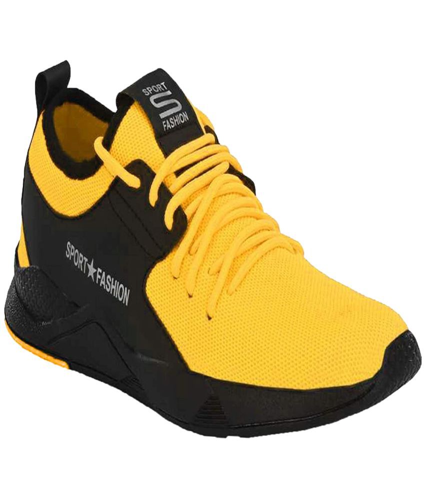     			Birde Yellow Men's Sports Running Shoes