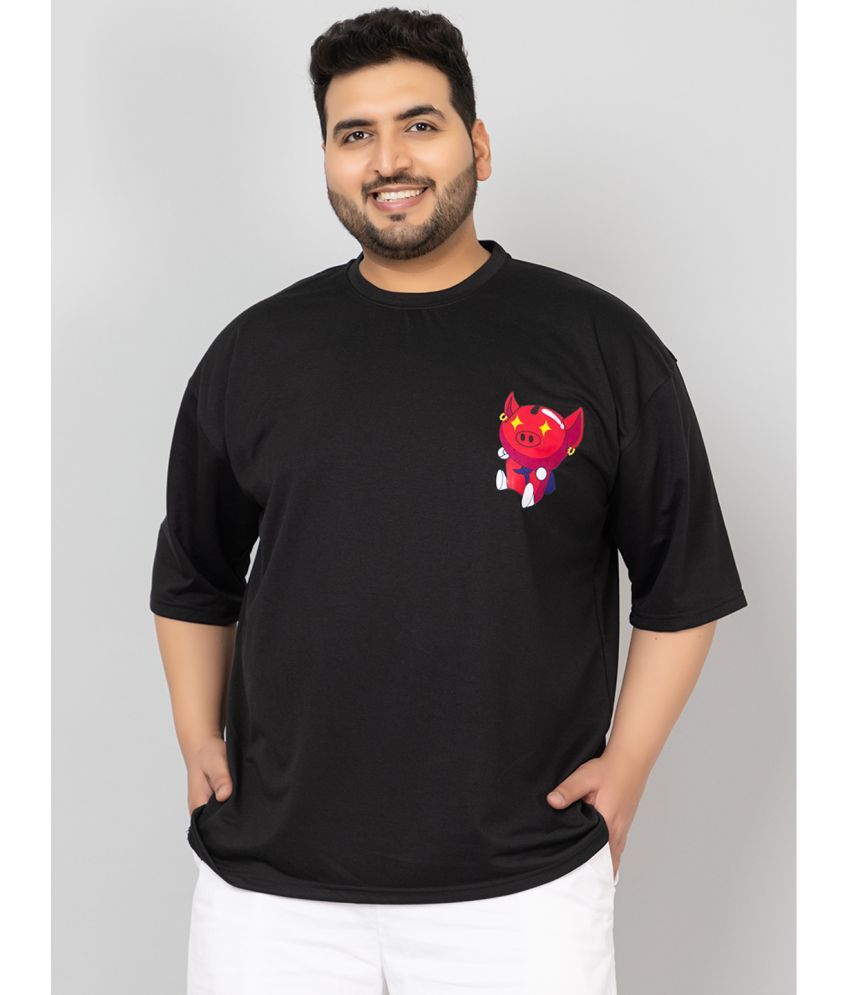     			Chkokko Cotton Blend Oversized Fit Printed Half Sleeves Men's T-Shirt - Black ( Pack of 1 )