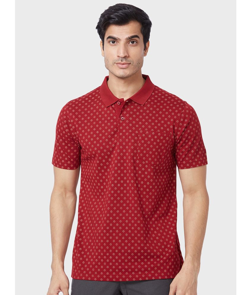     			Colorplus Cotton Regular Fit Printed Half Sleeves Men's Polo T Shirt - Maroon ( Pack of 1 )