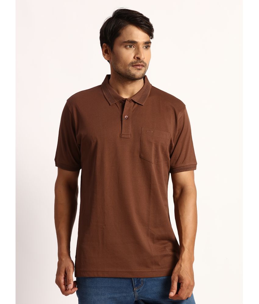     			Colorplus Cotton Regular Fit Solid Half Sleeves Men's Polo T Shirt - Brown ( Pack of 1 )