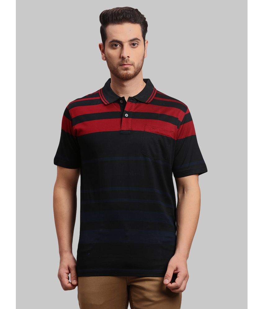     			Colorplus Cotton Regular Fit Striped Half Sleeves Men's Polo T Shirt - Black ( Pack of 1 )