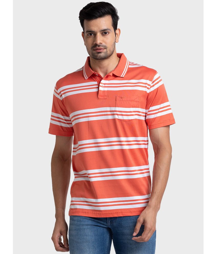     			Colorplus Cotton Regular Fit Striped Half Sleeves Men's Polo T Shirt - Red ( Pack of 1 )