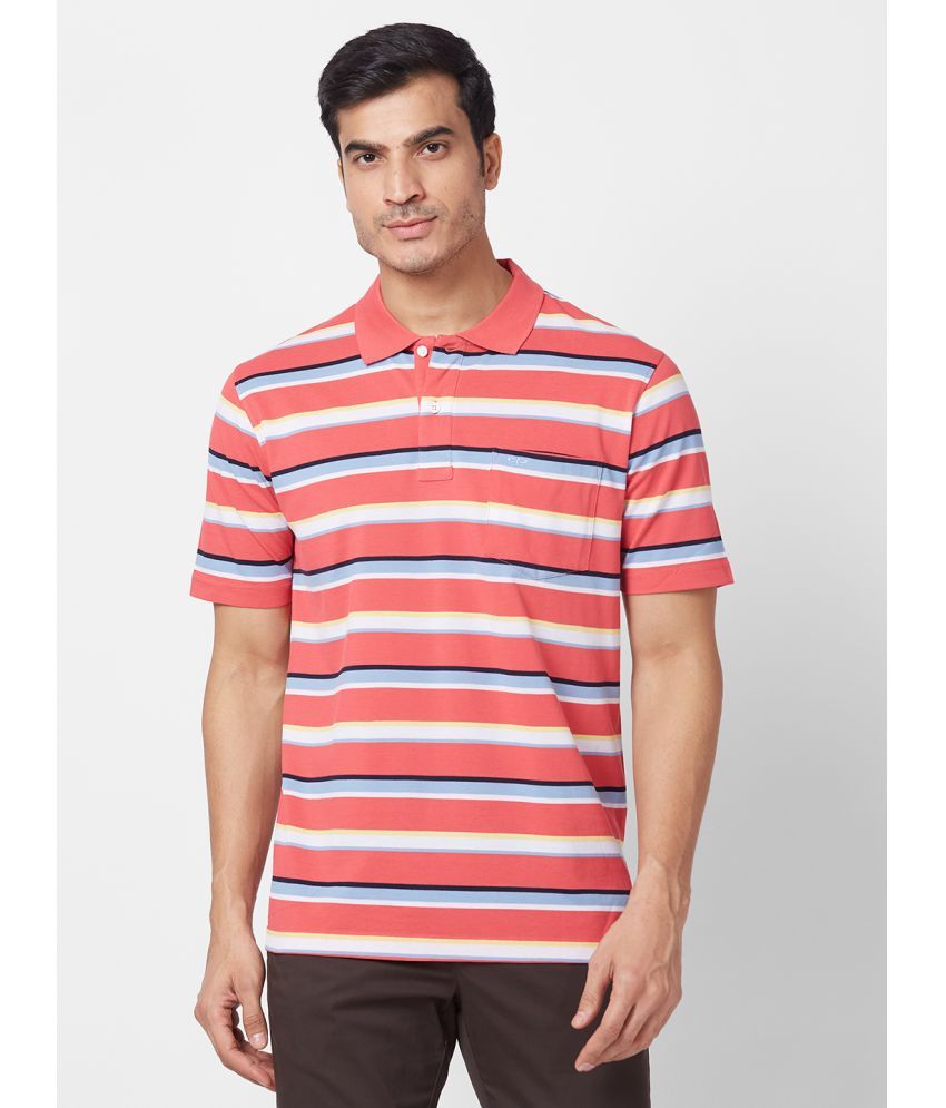     			Colorplus Cotton Regular Fit Striped Half Sleeves Men's Polo T Shirt - Red ( Pack of 1 )