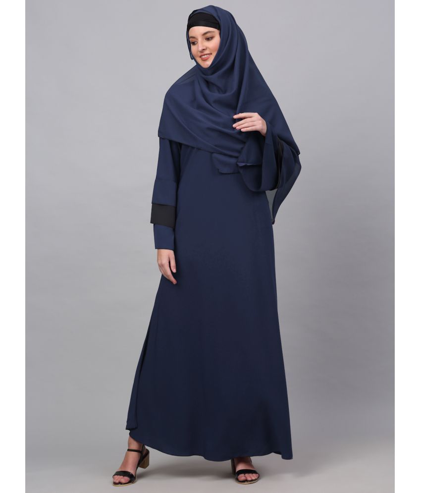     			Klotthe Blue Polyester Unstitched Burqas without Hijab - Single