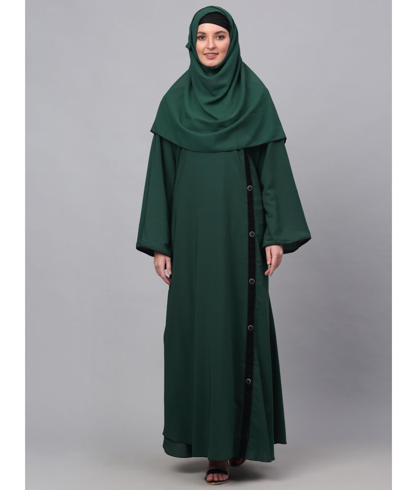     			Klotthe Green Polyester Unstitched Burqas without Hijab - Single