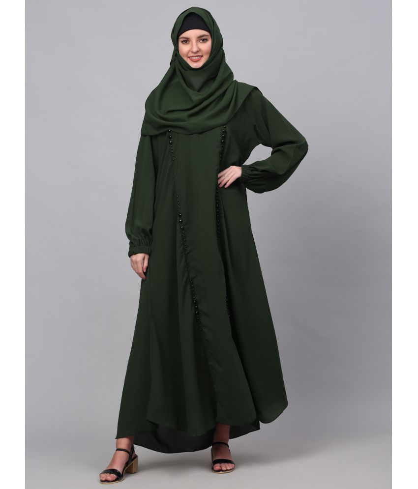     			Klotthe Green Polyester Unstitched Burqas without Hijab - Single