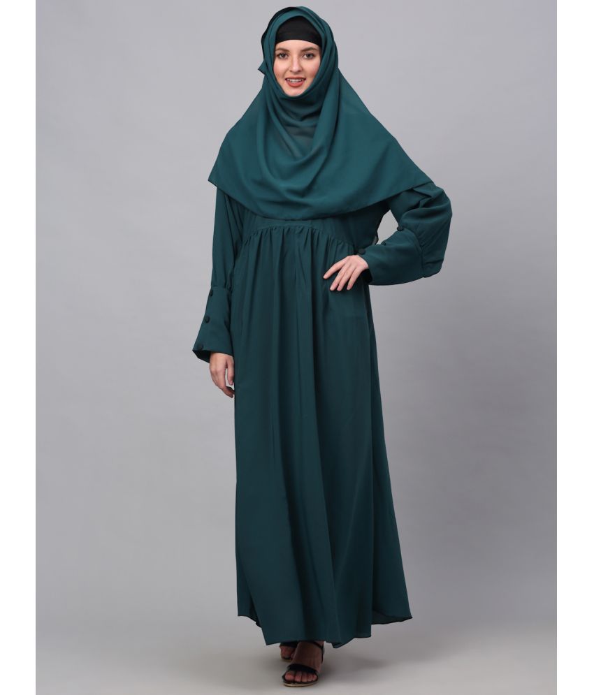     			Klotthe Turquoise Polyester Unstitched Burqas without Hijab - Single