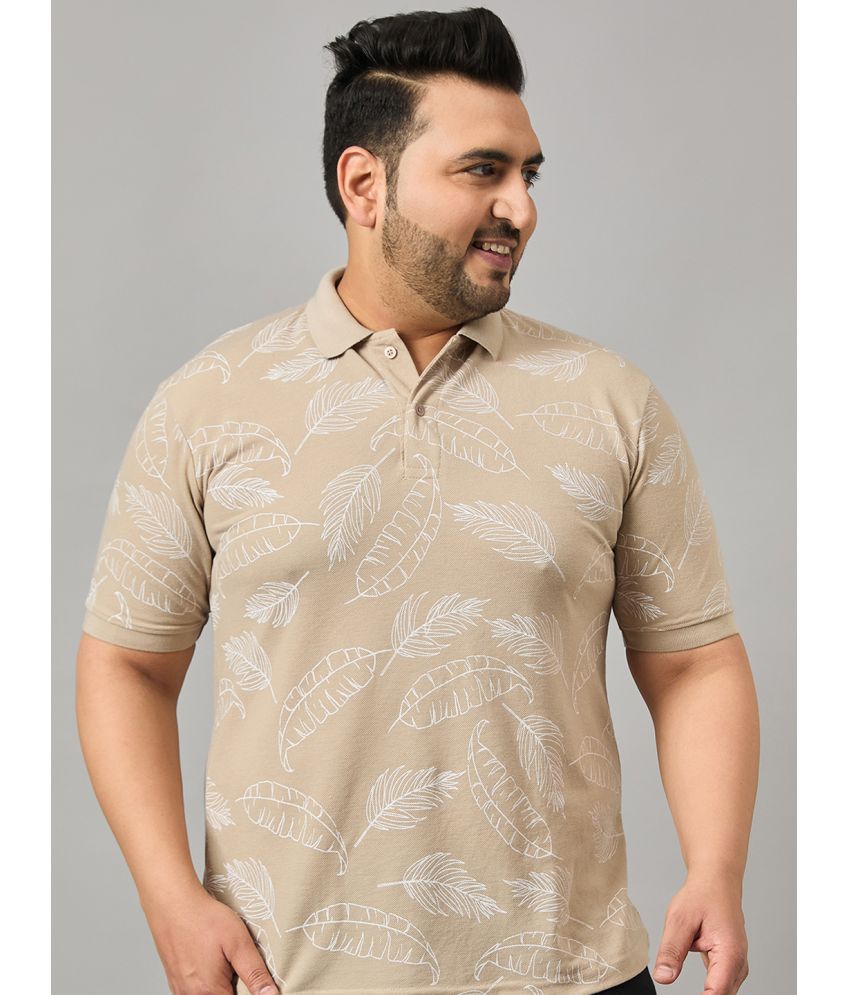     			MXN Cotton Blend Regular Fit Printed Half Sleeves Men's Polo T Shirt - Beige ( Pack of 1 )