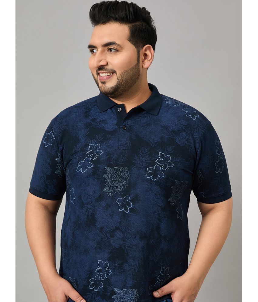     			Nyker Cotton Blend Regular Fit Printed Half Sleeves Men's Polo T Shirt - Navy ( Pack of 1 )