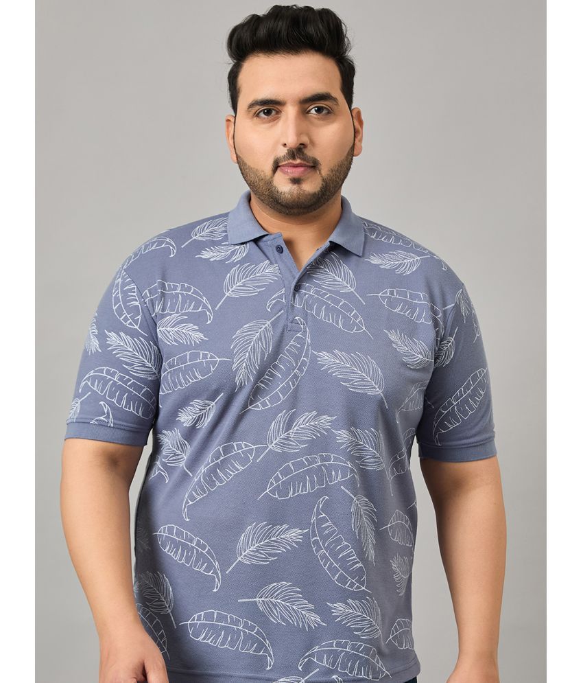     			Nyker Cotton Blend Regular Fit Printed Half Sleeves Men's Polo T Shirt - Blue ( Pack of 1 )