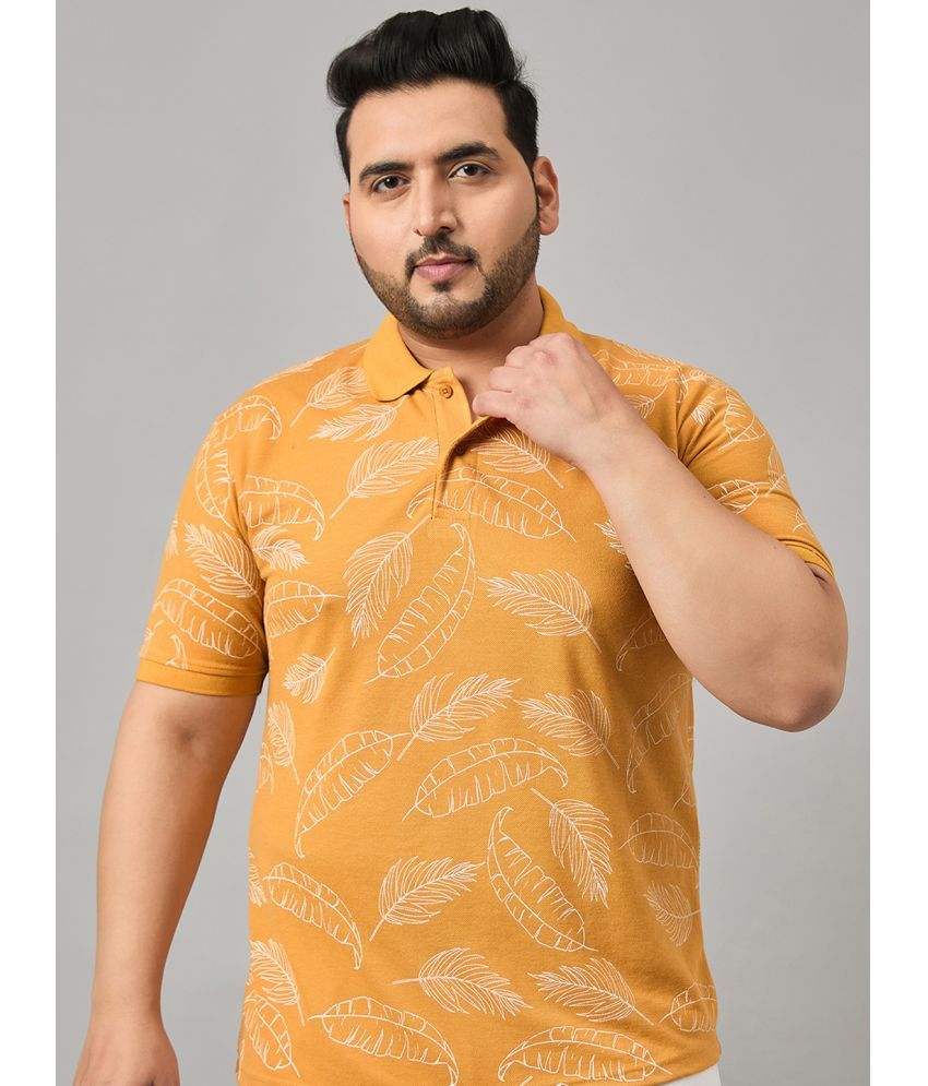     			Nyker Cotton Blend Regular Fit Printed Half Sleeves Men's Polo T Shirt - Mustard ( Pack of 1 )