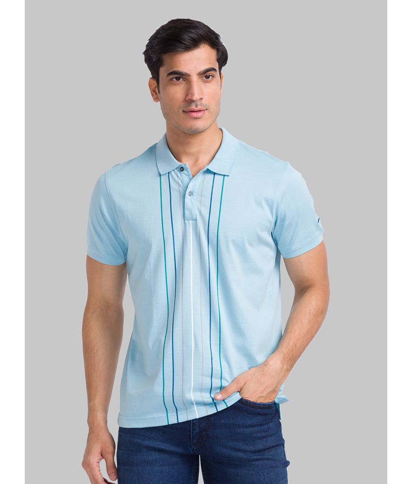     			Park Avenue Cotton Slim Fit Striped Half Sleeves Men's Polo T Shirt - Blue ( Pack of 1 )