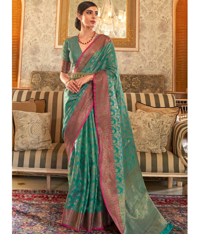     			Rangita Silk Woven Saree With Blouse Piece - Sea Green ( Pack of 1 )