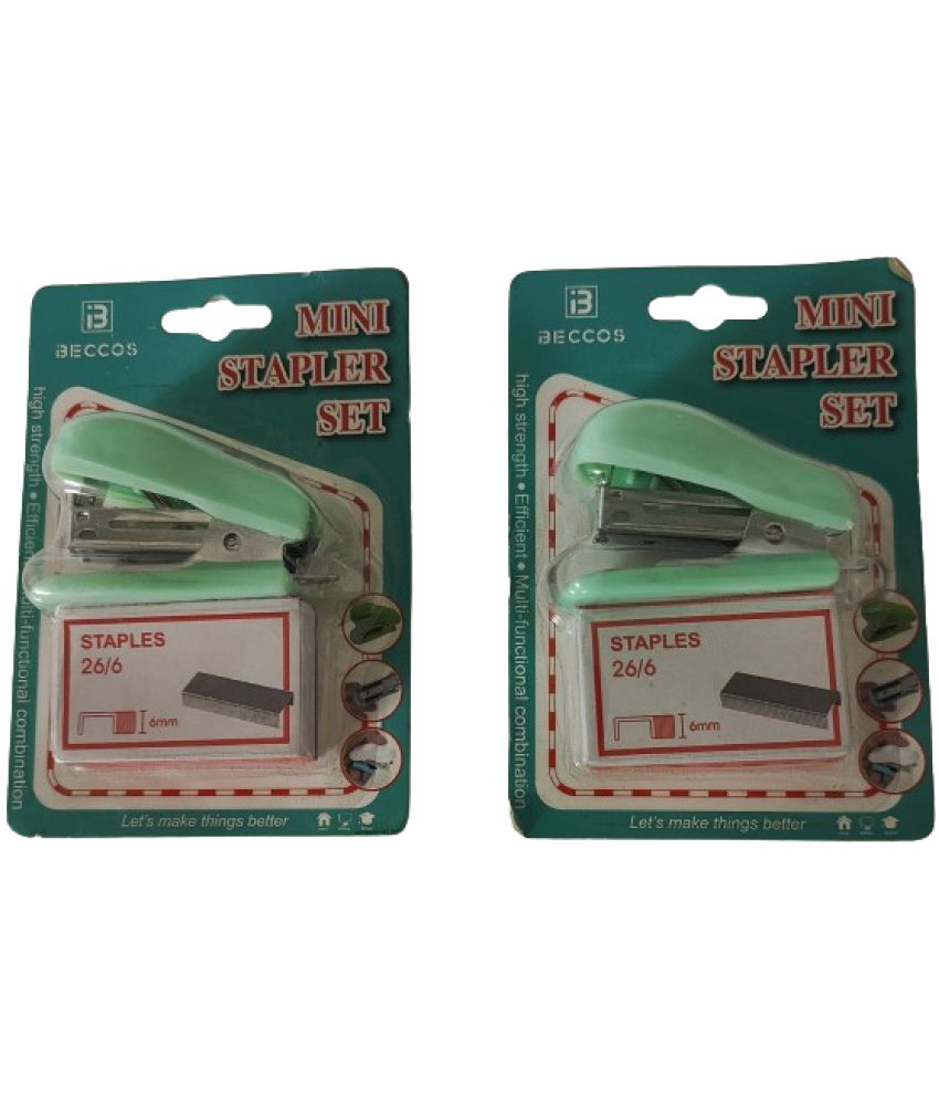     			2650 F 1 -FLIPCLIPS GREEN COMBO 2PC Mini Staplers Desktop Stapler,Assorted Color Small Stapler Size, 12 Sheet Stapler Built-in Staple Remover & 26/6 Standard Staples