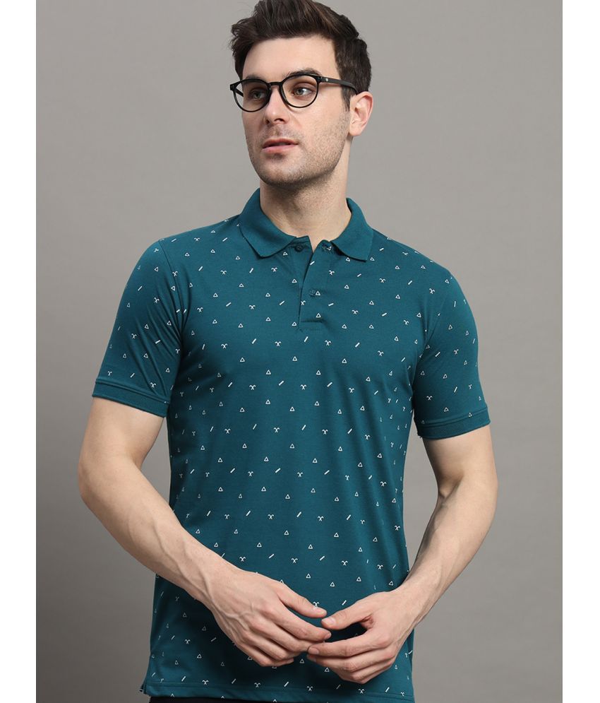     			Merriment Cotton Regular Fit Printed Half Sleeves Men's Polo T Shirt - Dark Green ( Pack of 1 )