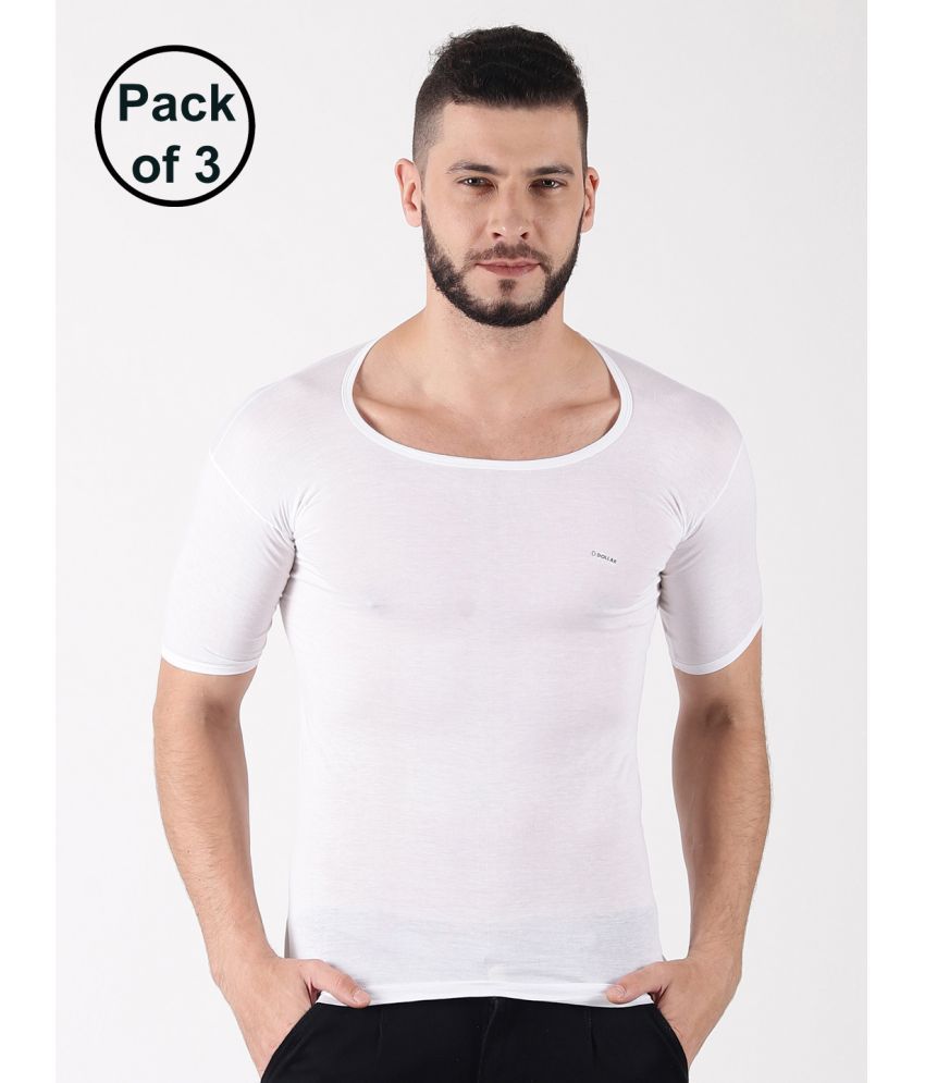     			Pack of 3 Dollar White Cotton Men's Vest