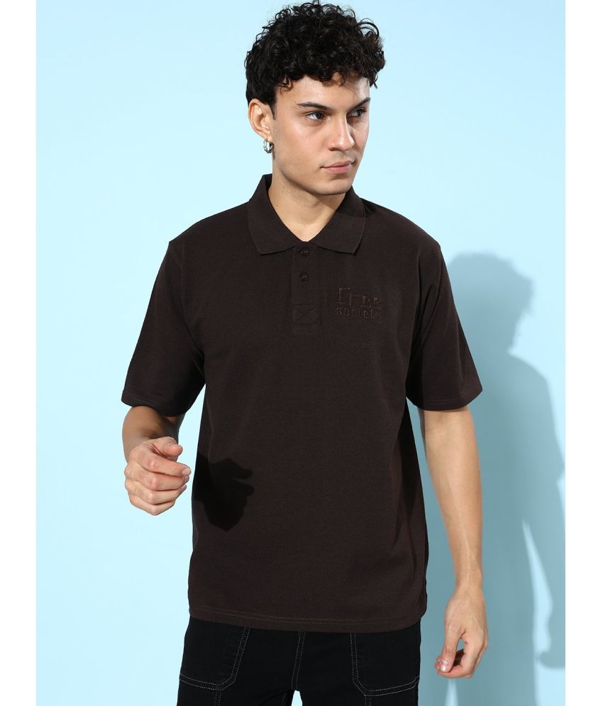     			Free Society Cotton Oversized Fit Printed Half Sleeves Men's Polo T Shirt - Brown ( Pack of 1 )