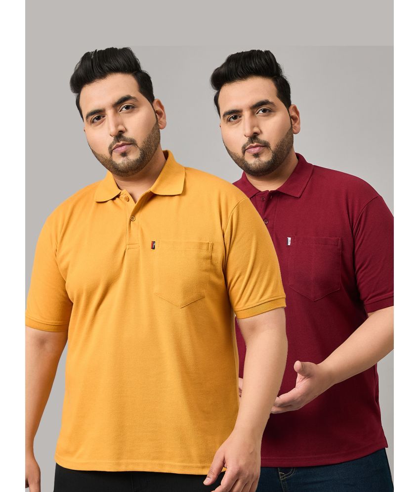     			MXN Cotton Blend Regular Fit Solid Half Sleeves Men's Polo T Shirt - Mustard ( Pack of 2 )