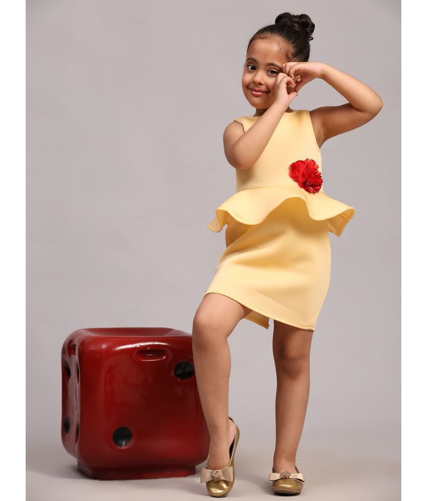     			Toy Balloon Kids Yellow Net Girls Peplum Dress ( Pack of 1 )