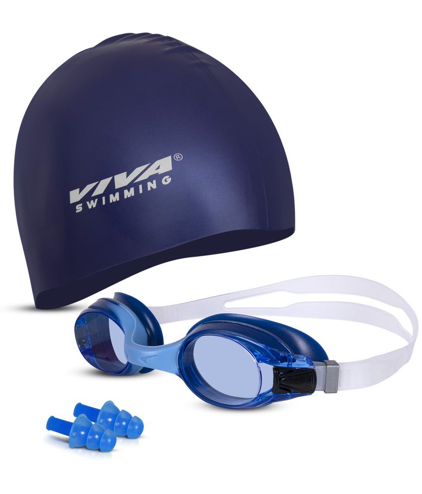     			VIVA SWIMMING Combo 704 Swimming Goggles & Swimming Cap, 2 Ear Plug Swimming Kit