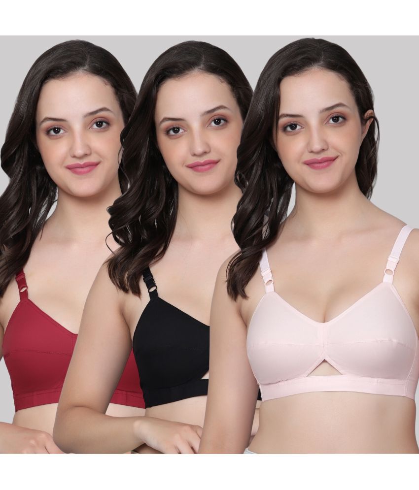     			AIMLY Black Cotton Non Padded Women's Everyday Bra ( Pack of 3 )