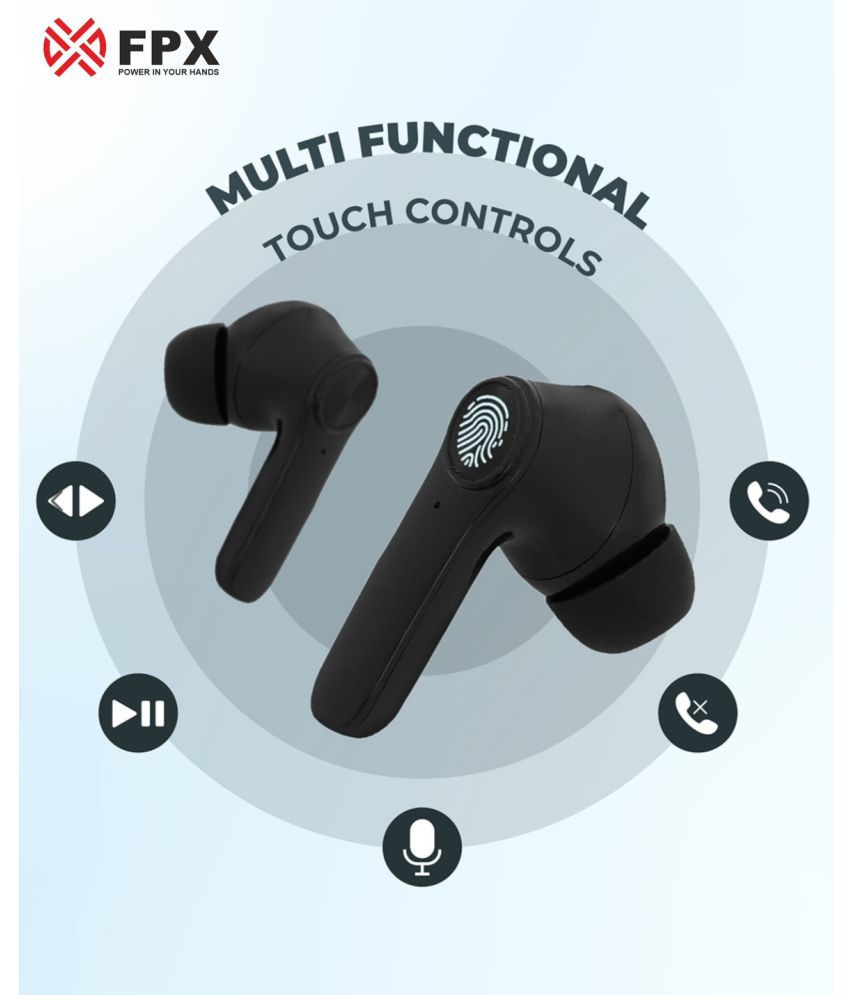     			FPX ZOYA EARBUDS Bluetooth True Wireless (TWS) On Ear 50 Hours Playback Active Noise cancellation IPX4(Splash & Sweat Proof) Black