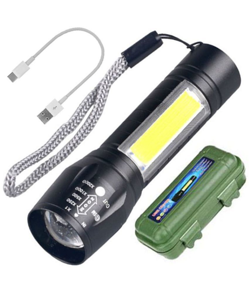     			2 in 1 Rechargeable 7 Watt LED Flashlight Waterproof Torch Battery LED Light with box (Pack of 1)