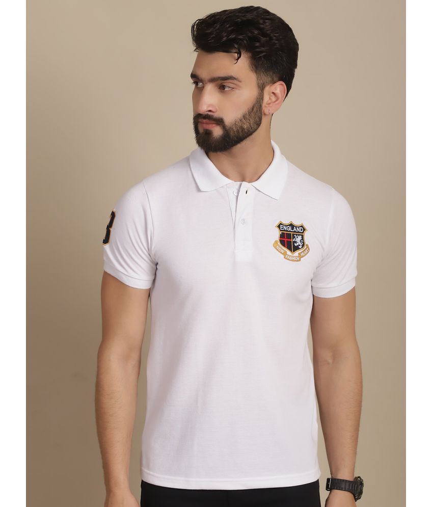     			NVI Cotton Blend Regular Fit Embroidered Half Sleeves Men's Polo T Shirt - White ( Pack of 1 )