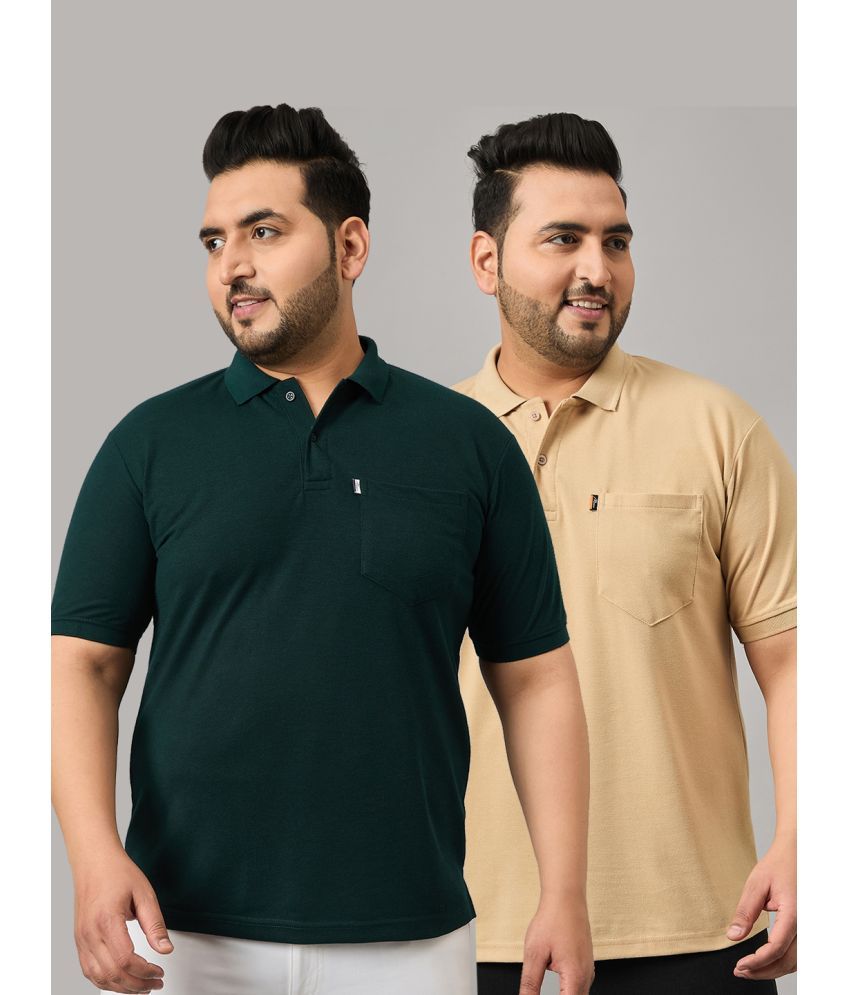     			Nyker Pack of 2 Cotton Blend Regular Fit Solid Half Sleeves Men's Polo T Shirt ( Dark Green )